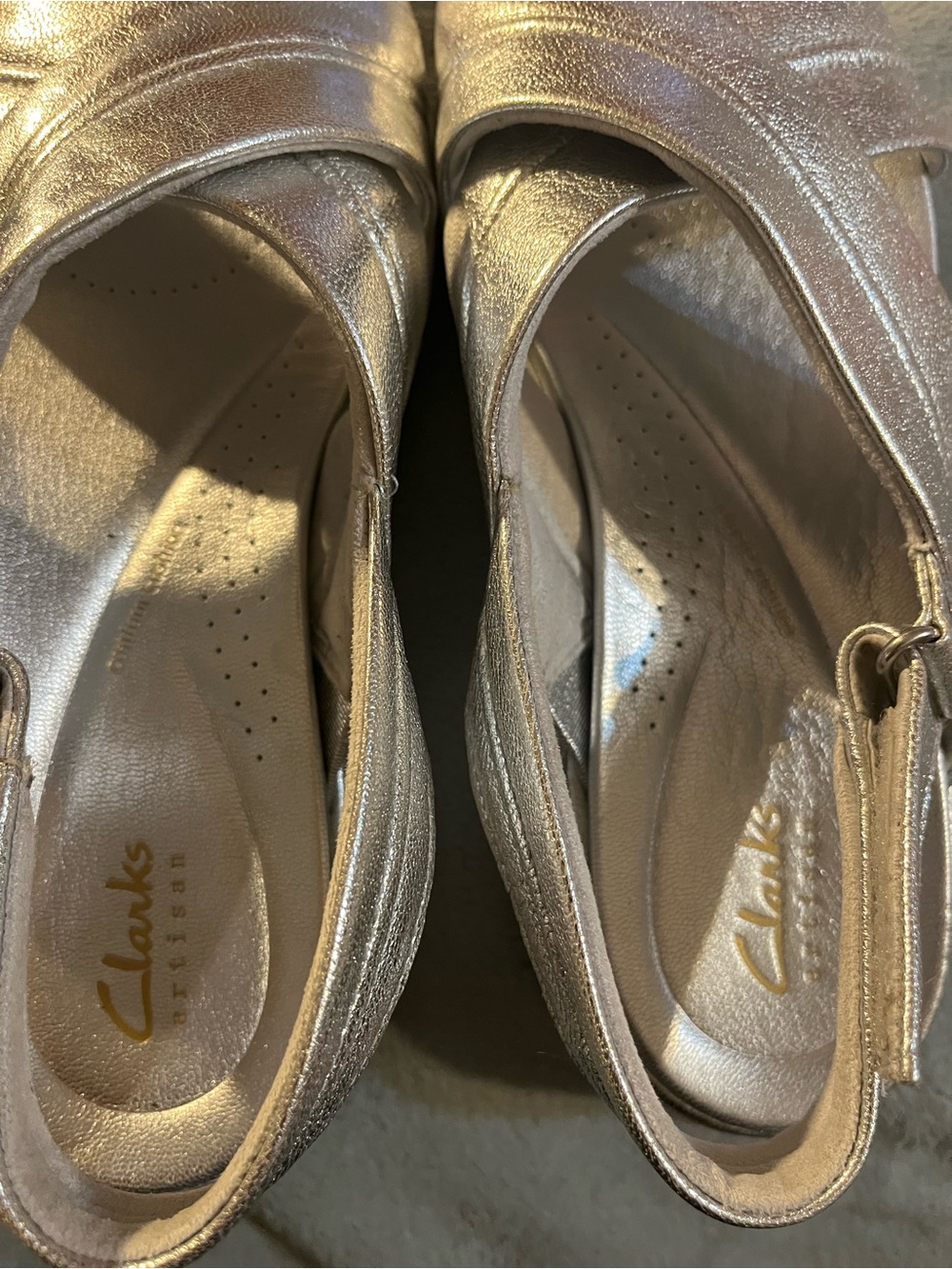 Clark’s Artisan Tuscan Cross Silver Leather Women’s Sandals Contour Cushion 9.5 - Picture 9 of 12